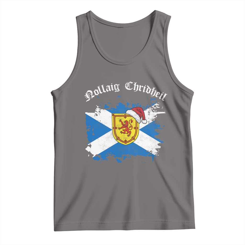 Scottish Christmas Tank Top Nollaig Chridheil Gaelic Xmas Scotland Lion Rampant - Print Your Wear