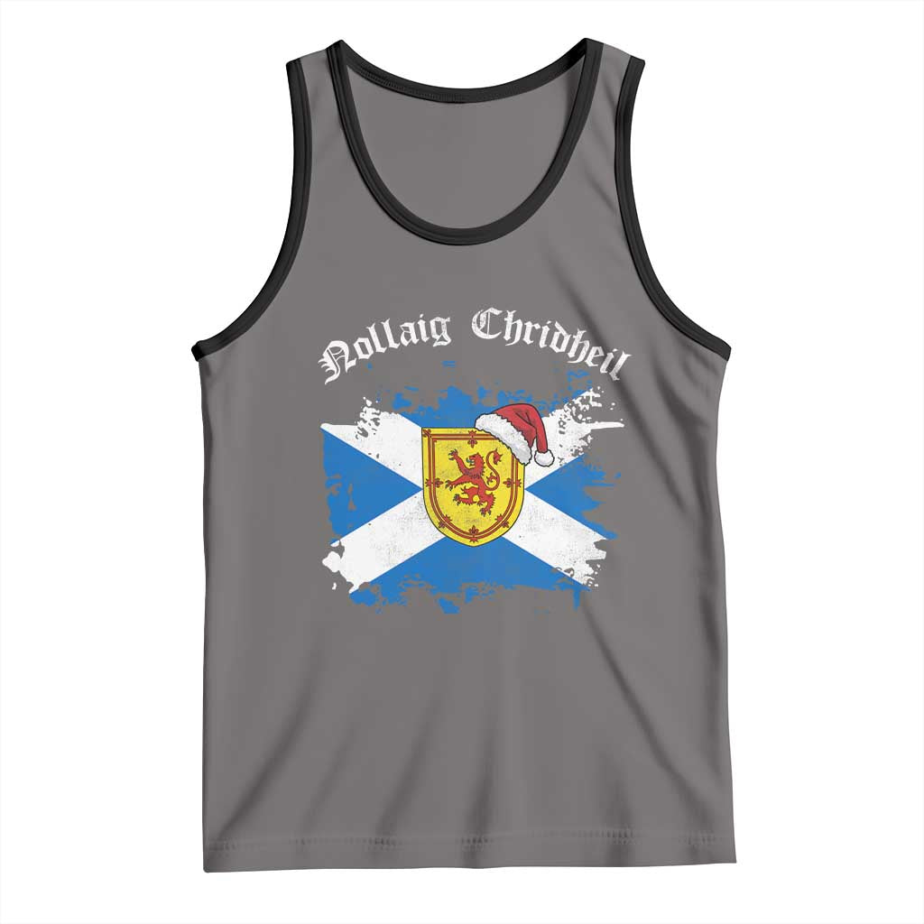 Scottish Christmas Tank Top Nollaig Chridheil Gaelic Xmas Scotland Lion Rampant TS11 Deep Heather Black Print Your Wear