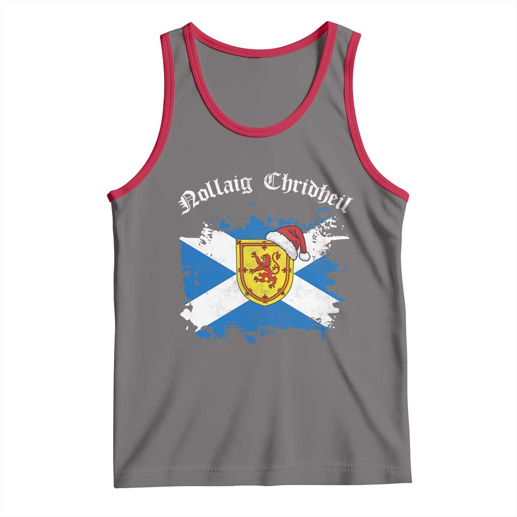 Scottish Christmas Tank Top Nollaig Chridheil Gaelic Xmas Scotland Lion Rampant - Print Your Wear