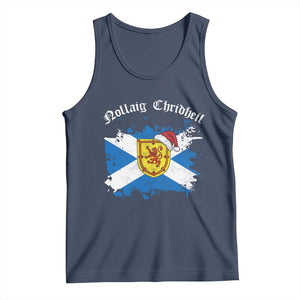 Scottish Christmas Tank Top Nollaig Chridheil Gaelic Xmas Scotland Lion Rampant TS11 Navy Print Your Wear