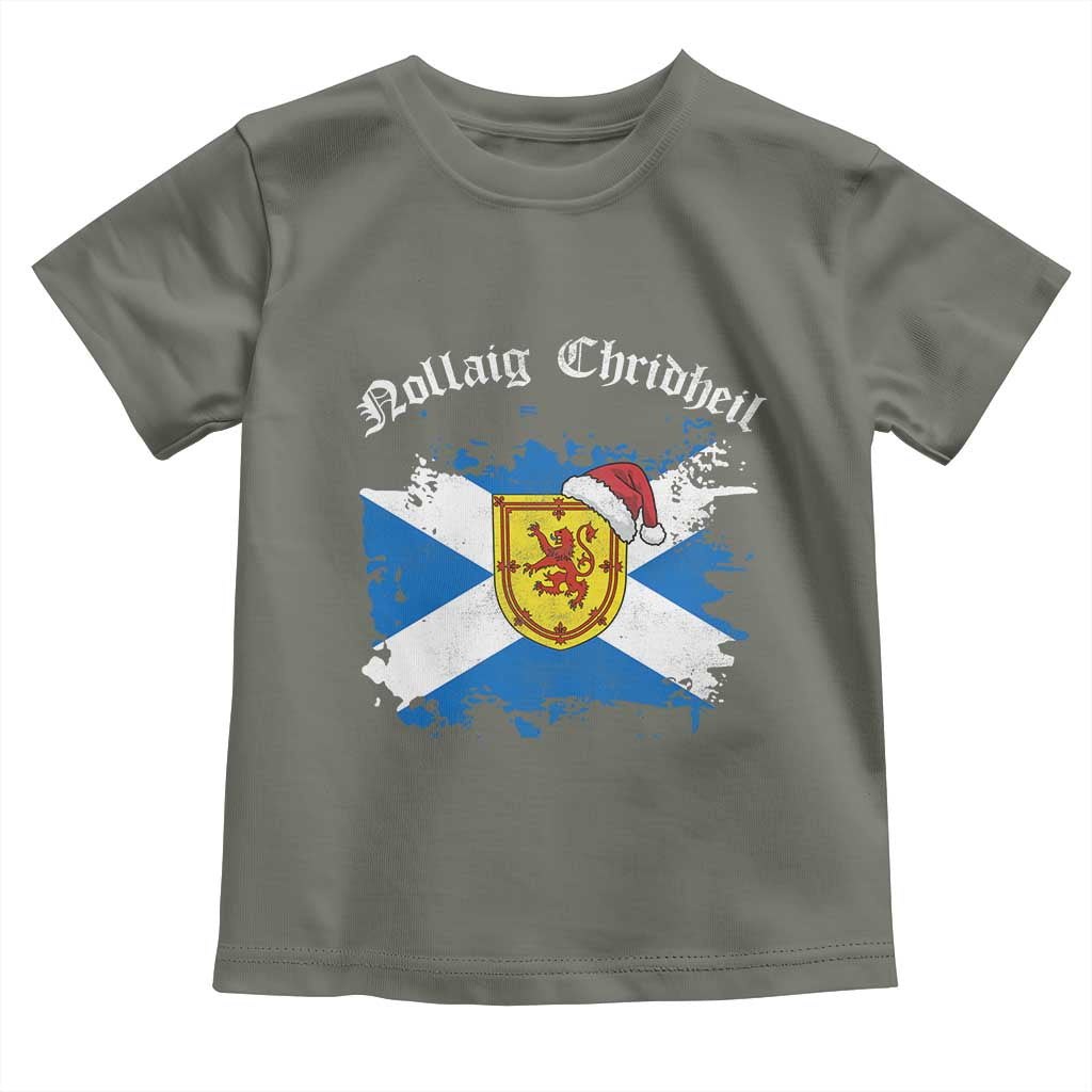 Scottish Christmas Toddler T Shirt Nollaig Chridheil Gaelic Xmas Scotland Lion Rampant TS11 Military Green Print Your Wear