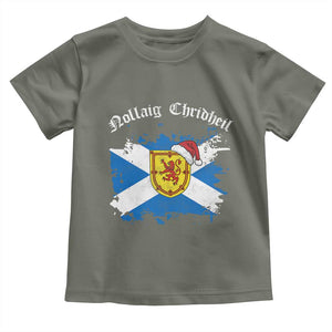 Scottish Christmas Toddler T Shirt Nollaig Chridheil Gaelic Xmas Scotland Lion Rampant TS11 Military Green Print Your Wear