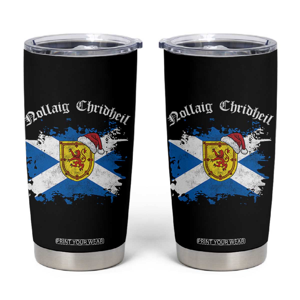 Scottish Christmas Tumbler Cup Nollaig Chridheil Gaelic Xmas Scotland Lion Rampant TS11 Black Print Your Wear