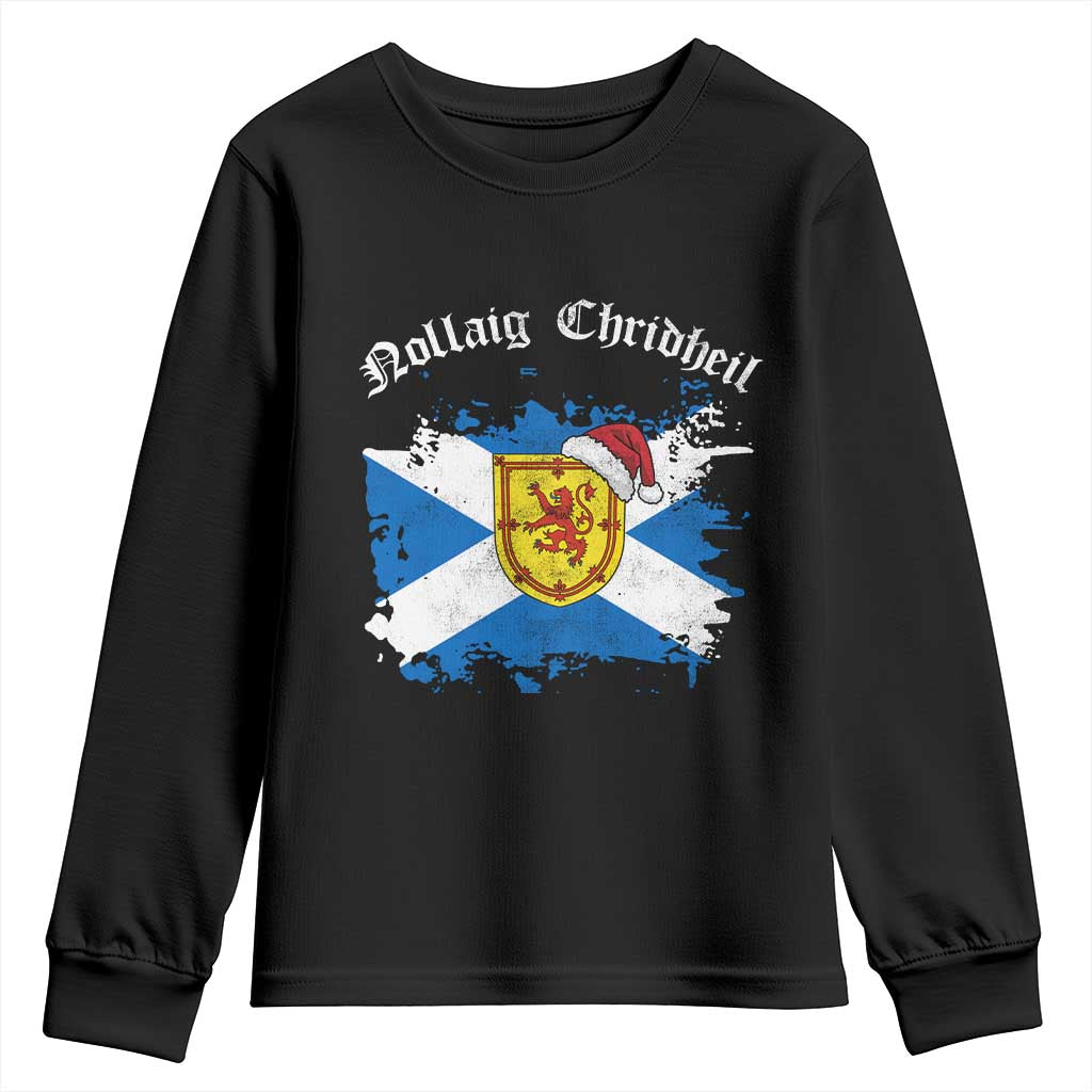 Scottish Christmas Youth Sweatshirt Nollaig Chridheil Gaelic Xmas Scotland Lion Rampant TS11 Black Print Your Wear