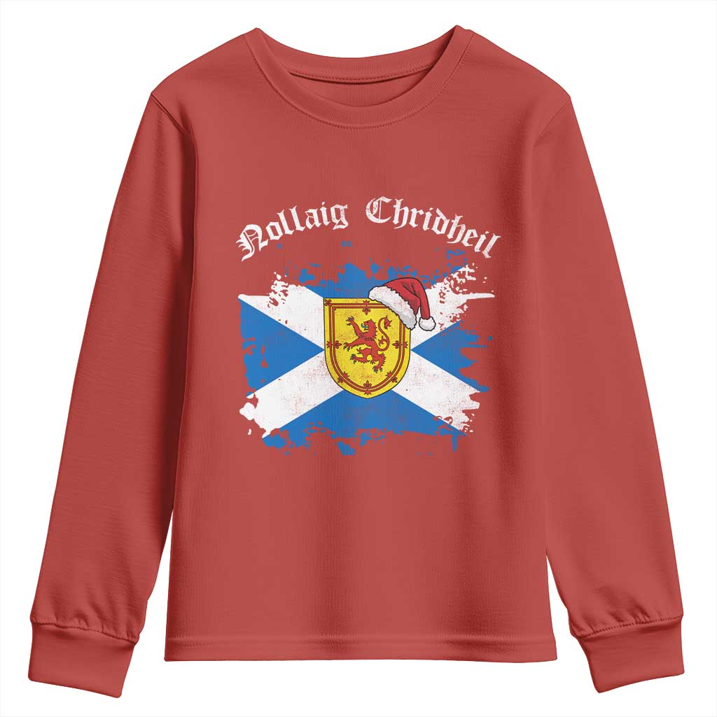 Scottish Christmas Youth Sweatshirt Nollaig Chridheil Gaelic Xmas Scotland Lion Rampant TS11 Red Print Your Wear
