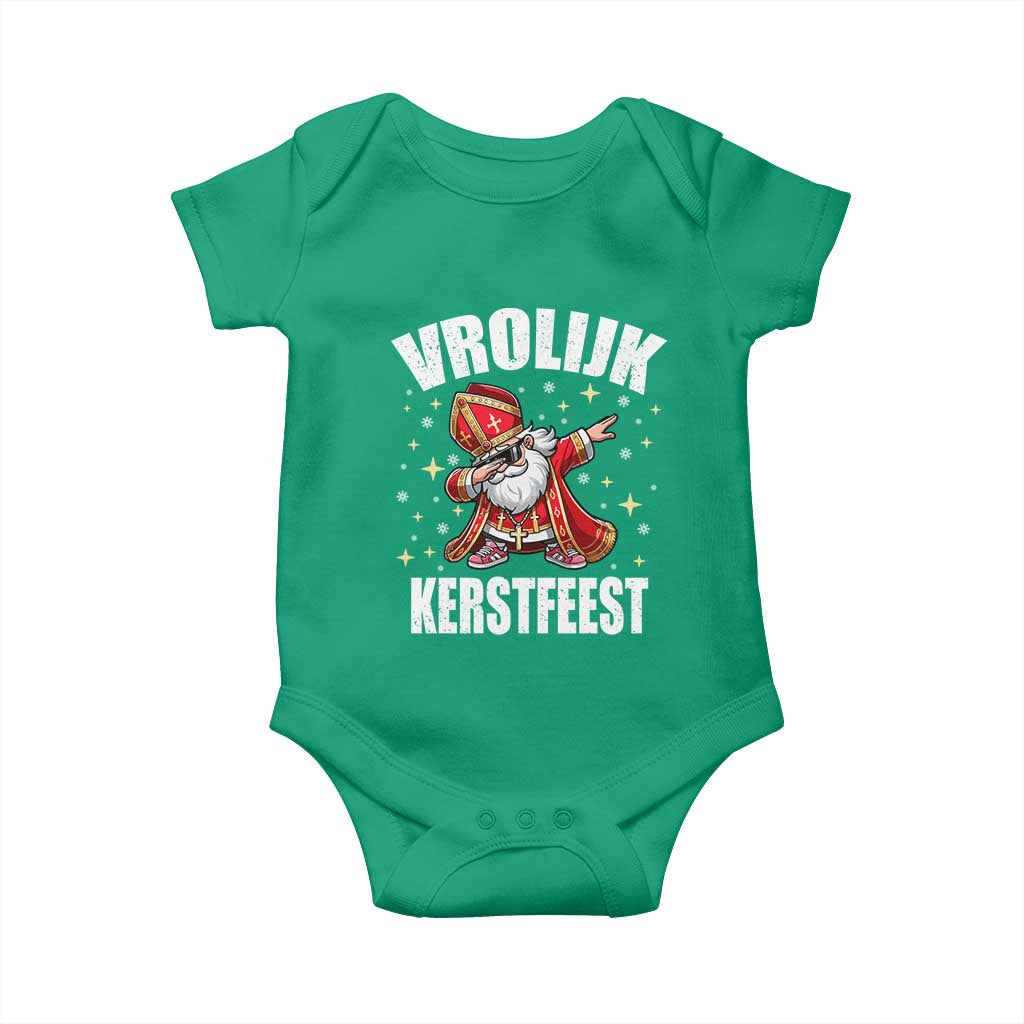 Dutch Christmas Baby Onesie Vrolijk Kerstfeest Dabiing Sinterklaas Santa TS11 Irish Green Print Your Wear