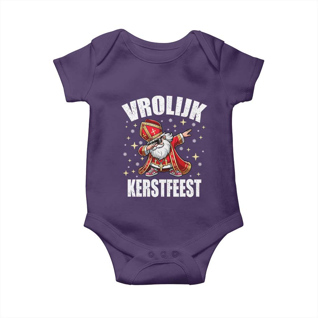 Dutch Christmas Baby Onesie Vrolijk Kerstfeest Dabiing Sinterklaas Santa TS11 Purple Print Your Wear