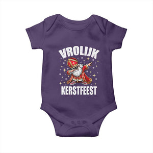 Dutch Christmas Baby Onesie Vrolijk Kerstfeest Dabiing Sinterklaas Santa TS11 Purple Print Your Wear