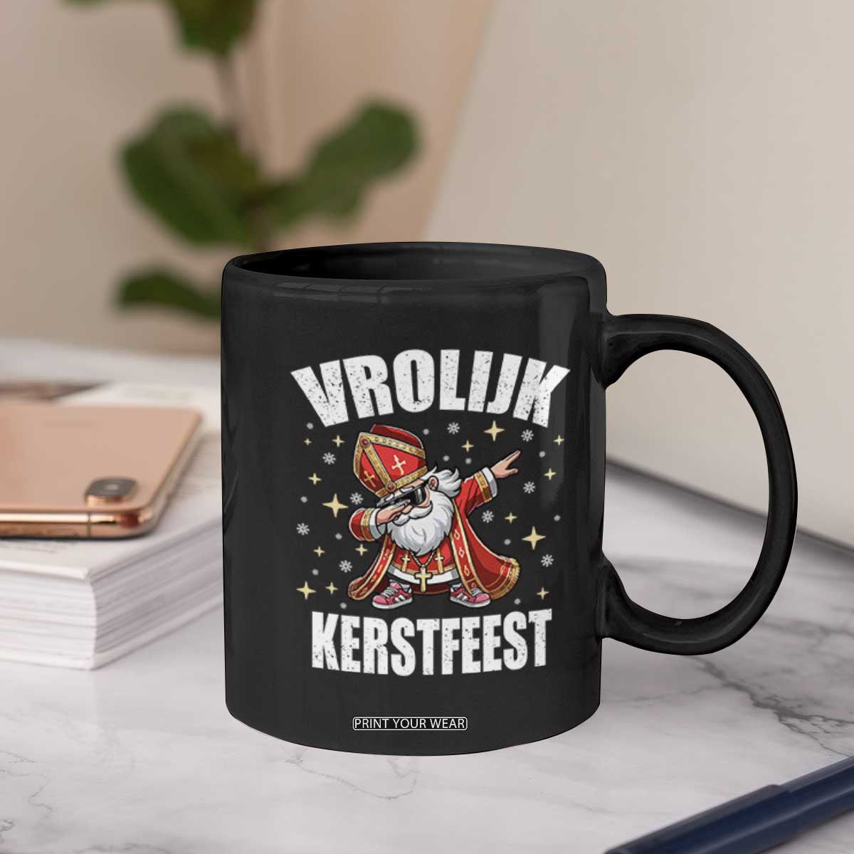Dutch Christmas Coffee Mug Vrolijk Kerstfeest Dabiing Sinterklaas Santa TS11 Print Your Wear