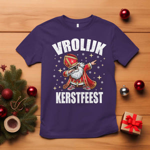 Dutch Christmas T Shirt Vrolijk Kerstfeest Dabiing Sinterklaas Santa TS11 Purple Print Your Wear
