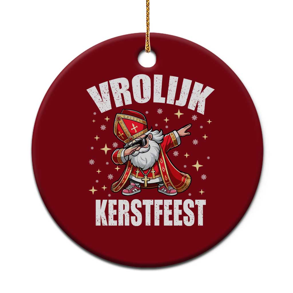 Dutch Christmas Ceramic Ornament Vrolijk Kerstfeest Dabiing Sinterklaas Santa TS11 1pc Red Print Your Wear