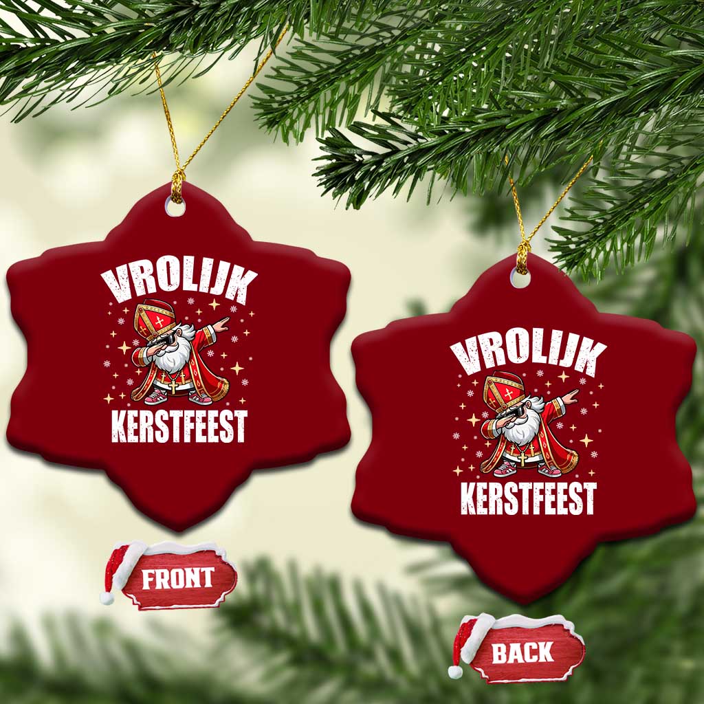Dutch Christmas Ceramic Ornament Vrolijk Kerstfeest Dabiing Sinterklaas Santa TS11 Print Your Wear