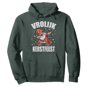 Dutch Christmas Hoodie Vrolijk Kerstfeest Dabiing Sinterklaas Santa TS11 Dark Forest Green Print Your Wear