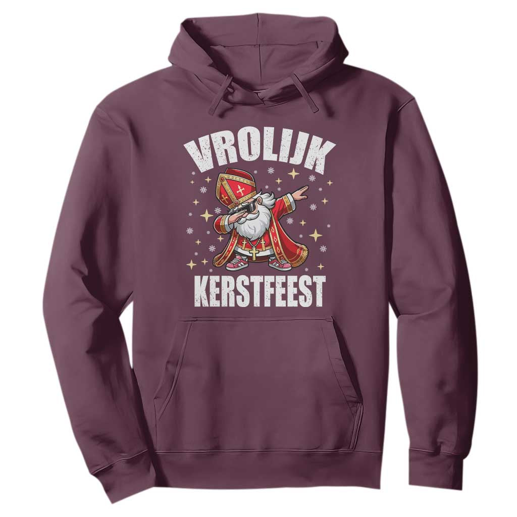 Dutch Christmas Hoodie Vrolijk Kerstfeest Dabiing Sinterklaas Santa TS11 Maroon Print Your Wear