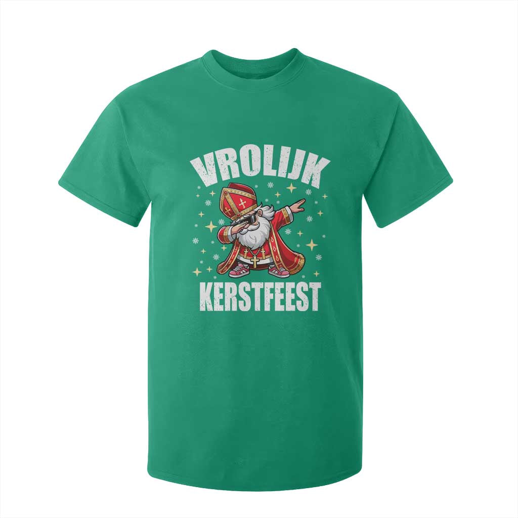 Dutch Christmas T Shirt For Kid Vrolijk Kerstfeest Dabiing Sinterklaas Santa TS11 Irish Green Print Your Wear