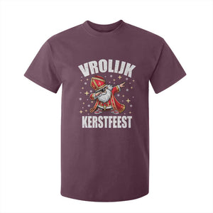 Dutch Christmas T Shirt For Kid Vrolijk Kerstfeest Dabiing Sinterklaas Santa TS11 Maroon Print Your Wear
