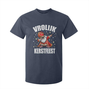 Dutch Christmas T Shirt For Kid Vrolijk Kerstfeest Dabiing Sinterklaas Santa TS11 Navy Print Your Wear