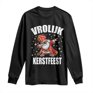 Dutch Christmas Long Sleeve Shirt Vrolijk Kerstfeest Dabiing Sinterklaas Santa TS11 Black Print Your Wear