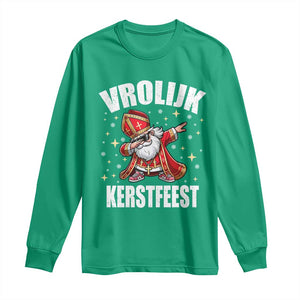 Dutch Christmas Long Sleeve Shirt Vrolijk Kerstfeest Dabiing Sinterklaas Santa TS11 Irish Green Print Your Wear
