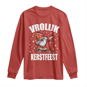 Dutch Christmas Long Sleeve Shirt Vrolijk Kerstfeest Dabiing Sinterklaas Santa TS11 Red Print Your Wear