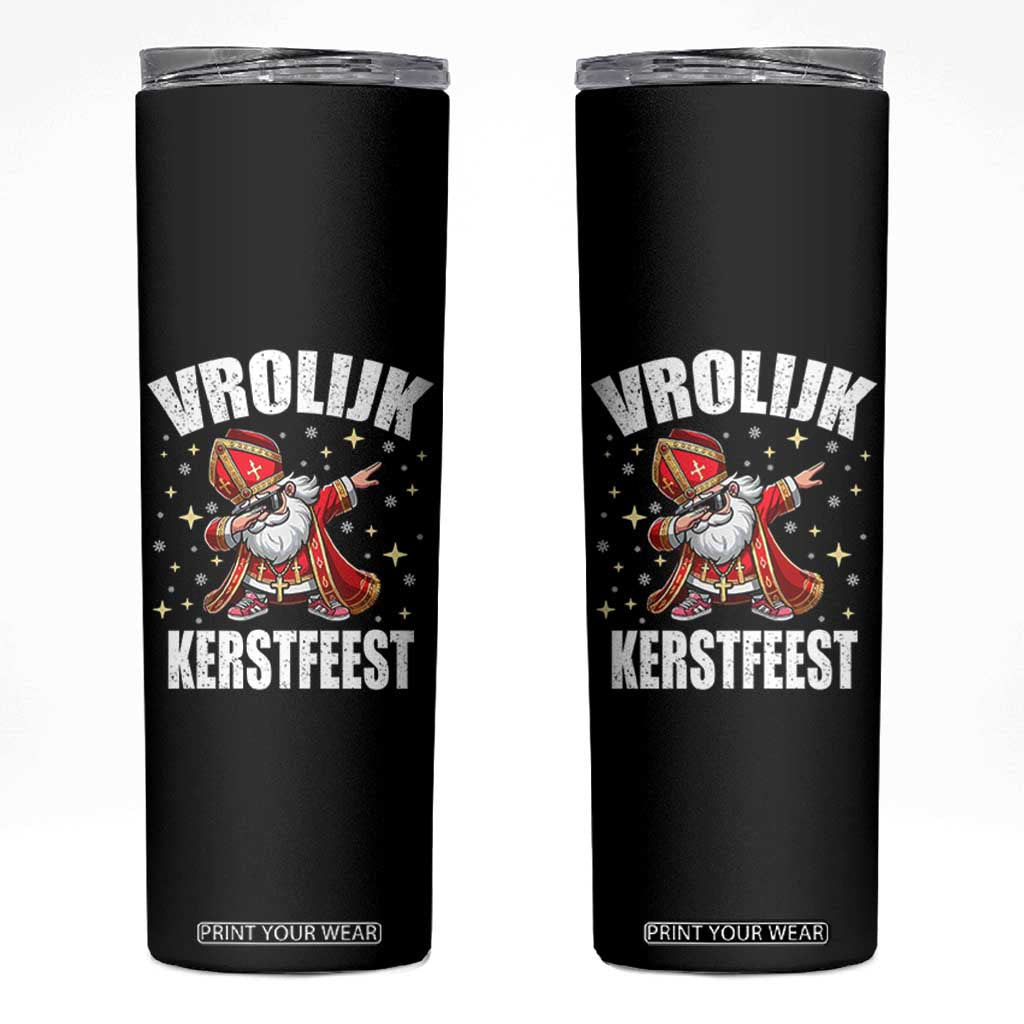 Dutch Christmas Skinny Tumbler Vrolijk Kerstfeest Dabiing Sinterklaas Santa TS11 Black Print Your Wear