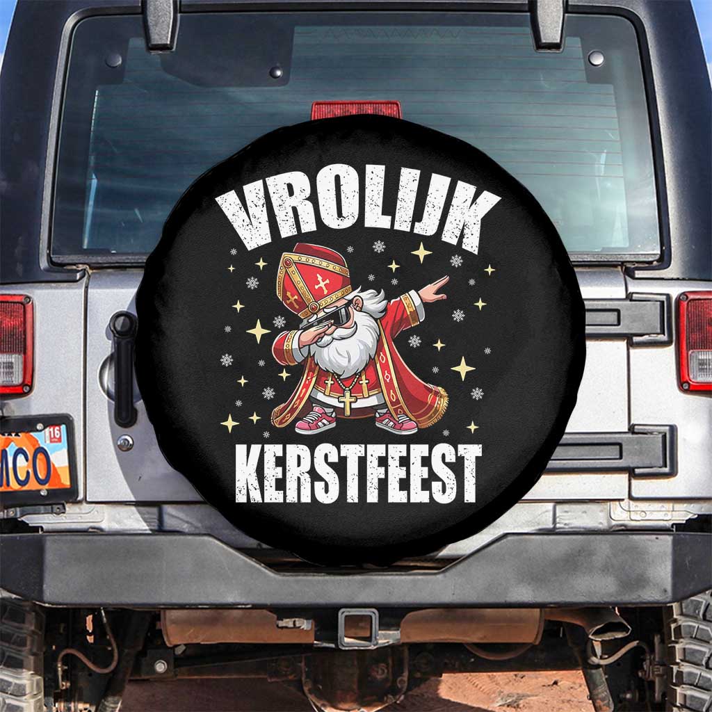 Dutch Christmas Spare Tire Cover Vrolijk Kerstfeest Dabiing Sinterklaas Santa TS11 No hole Black Print Your Wear