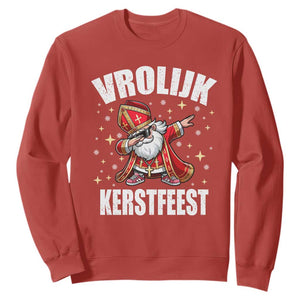 Dutch Christmas Sweatshirt Vrolijk Kerstfeest Dabiing Sinterklaas Santa TS11 Red Print Your Wear