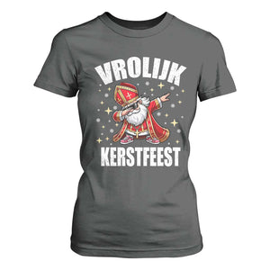 Dutch Christmas T Shirt For Women Vrolijk Kerstfeest Dabiing Sinterklaas Santa TS11 Dark Heather Print Your Wear