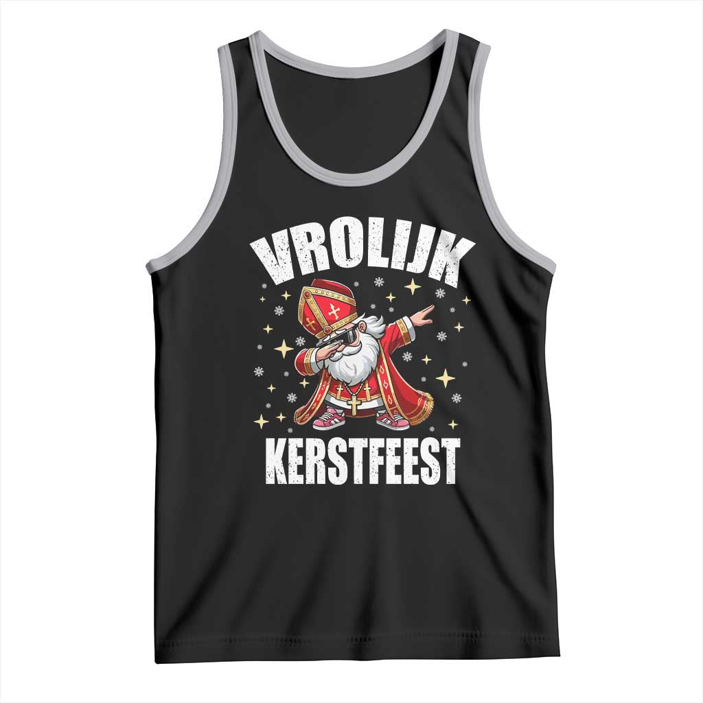 Dutch Christmas Tank Top Vrolijk Kerstfeest Dabiing Sinterklaas Santa TS11 Black Athletic Heather Print Your Wear