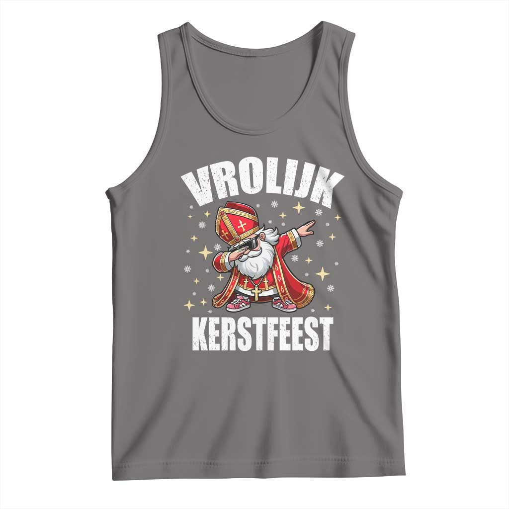 Dutch Christmas Tank Top Vrolijk Kerstfeest Dabiing Sinterklaas Santa - Print Your Wear