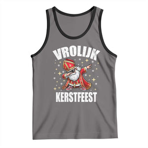 Dutch Christmas Tank Top Vrolijk Kerstfeest Dabiing Sinterklaas Santa TS11 Deep Heather Black Print Your Wear