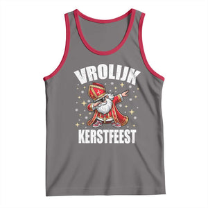 Dutch Christmas Tank Top Vrolijk Kerstfeest Dabiing Sinterklaas Santa TS11 Deep Heather Red Print Your Wear