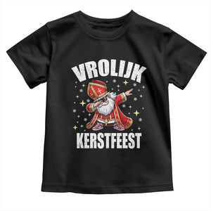 Dutch Christmas Toddler T Shirt Vrolijk Kerstfeest Dabiing Sinterklaas Santa TS11 Black Print Your Wear