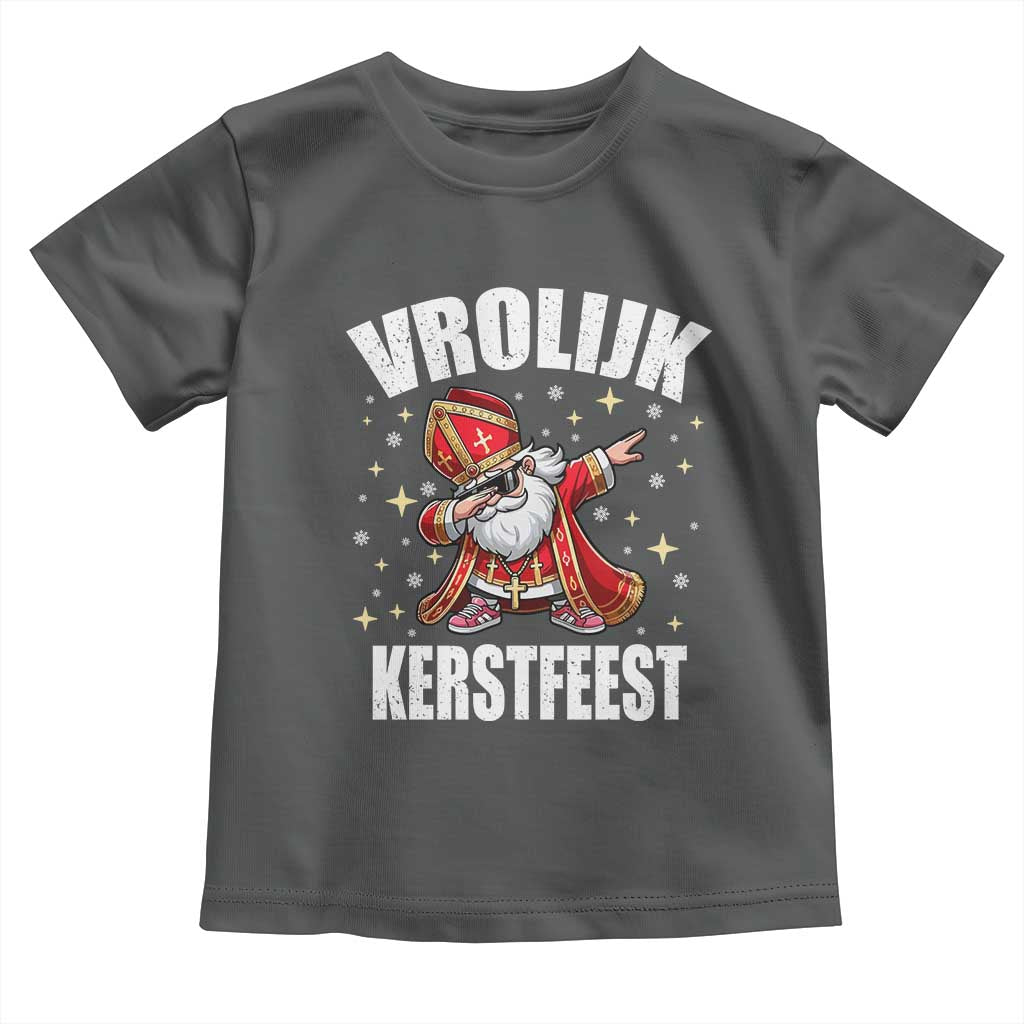 Dutch Christmas Toddler T Shirt Vrolijk Kerstfeest Dabiing Sinterklaas Santa TS11 Dark Heather Print Your Wear
