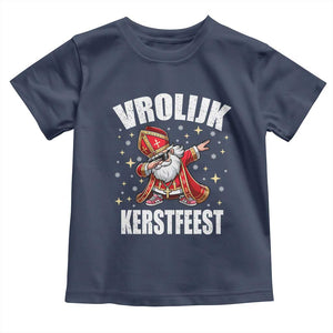 Dutch Christmas Toddler T Shirt Vrolijk Kerstfeest Dabiing Sinterklaas Santa TS11 Navy Print Your Wear