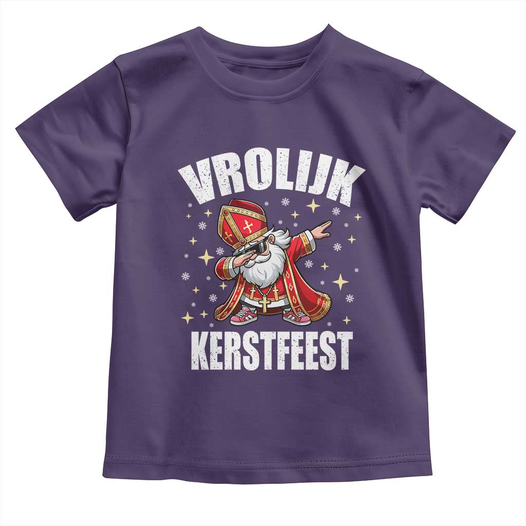 Dutch Christmas Toddler T Shirt Vrolijk Kerstfeest Dabiing Sinterklaas Santa TS11 Purple Print Your Wear