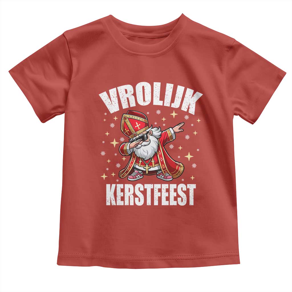 Dutch Christmas Toddler T Shirt Vrolijk Kerstfeest Dabiing Sinterklaas Santa TS11 Red Print Your Wear
