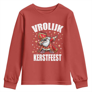 Dutch Christmas Youth Sweatshirt Vrolijk Kerstfeest Dabiing Sinterklaas Santa TS11 Red Print Your Wear