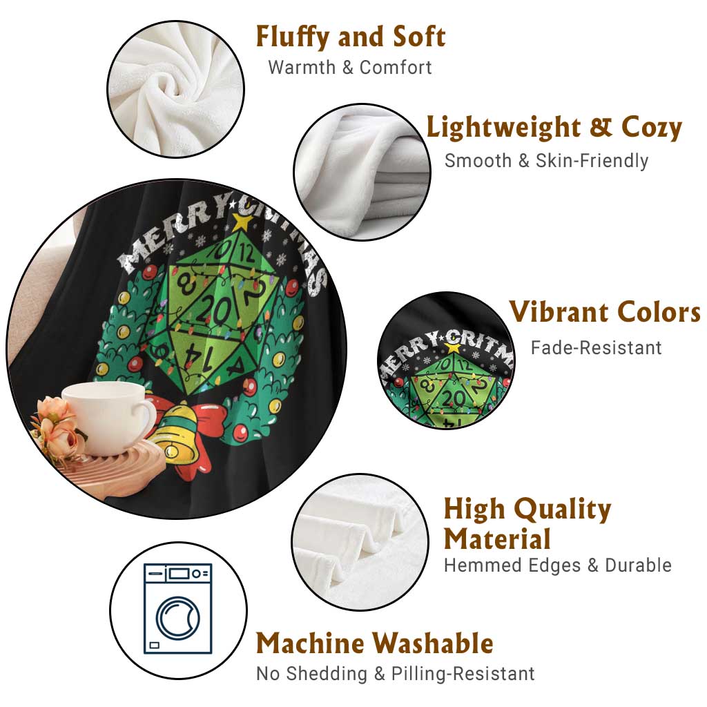 Funny Christmas RPG Throw Blanket Merry Critmas D20 RPG Gamer Dice Gaming Xmas TS11 Print Your Wear