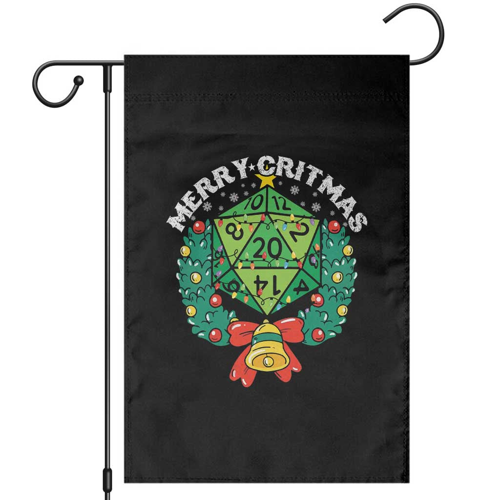 Funny Christmas RPG Garden Flag Merry Critmas D20 RPG Gamer Dice Gaming Xmas TS11 Black Print Your Wear