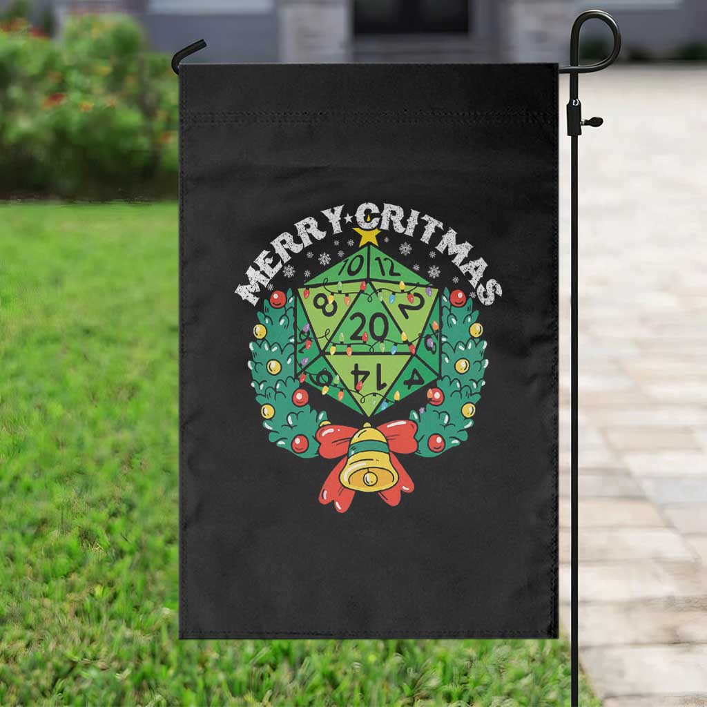 Funny Christmas RPG Garden Flag Merry Critmas D20 RPG Gamer Dice Gaming Xmas TS11 Print Your Wear