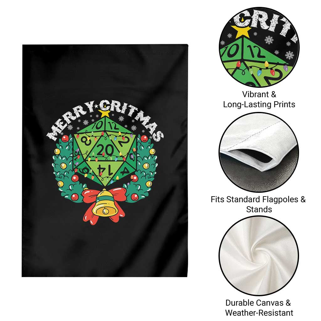 Funny Christmas RPG Garden Flag Merry Critmas D20 RPG Gamer Dice Gaming Xmas TS11 Print Your Wear