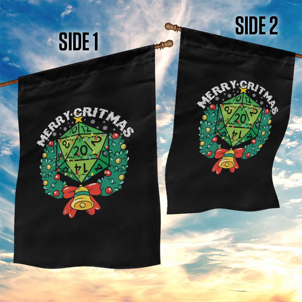 Funny Christmas RPG Garden Flag Merry Critmas D20 RPG Gamer Dice Gaming Xmas TS11 Print Your Wear
