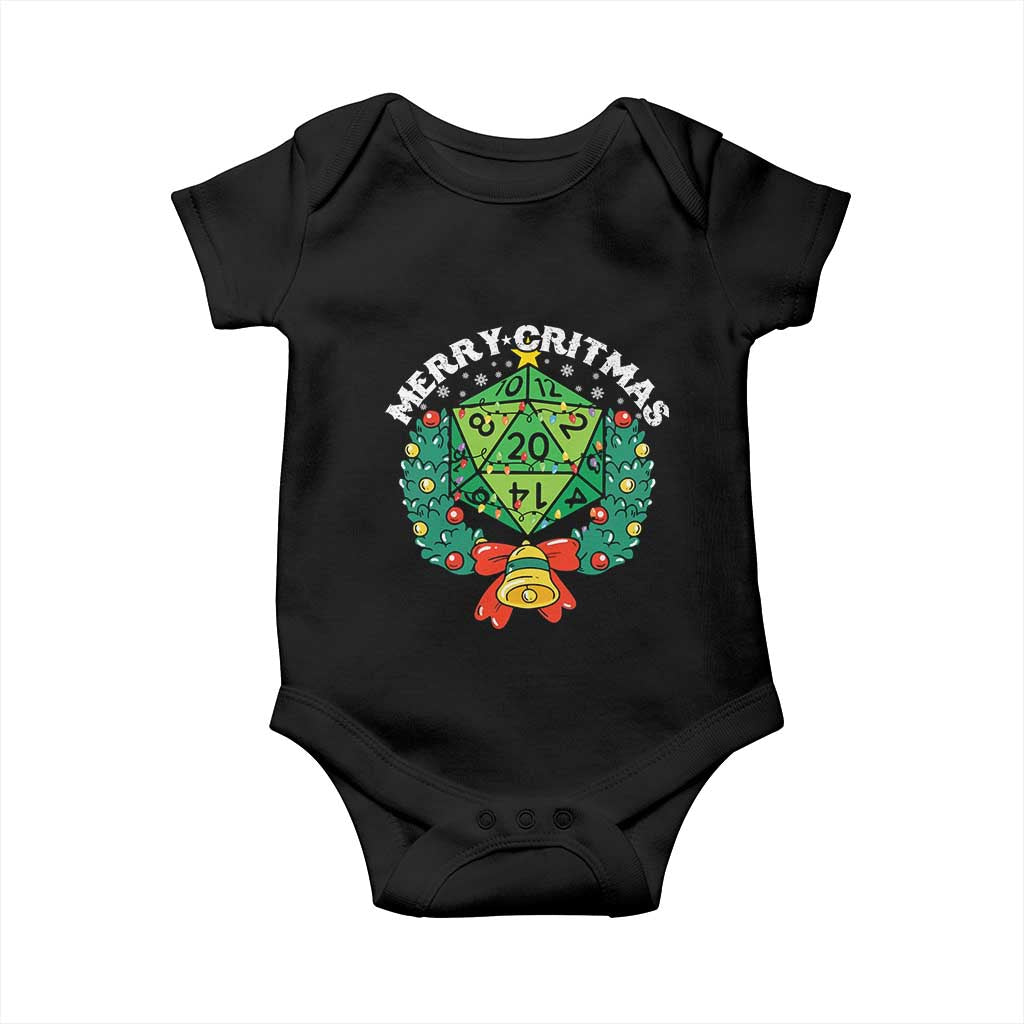 Funny Christmas RPG Baby Onesie Merry Critmas D20 RPG Gamer Dice Gaming Xmas TS11 Black Print Your Wear