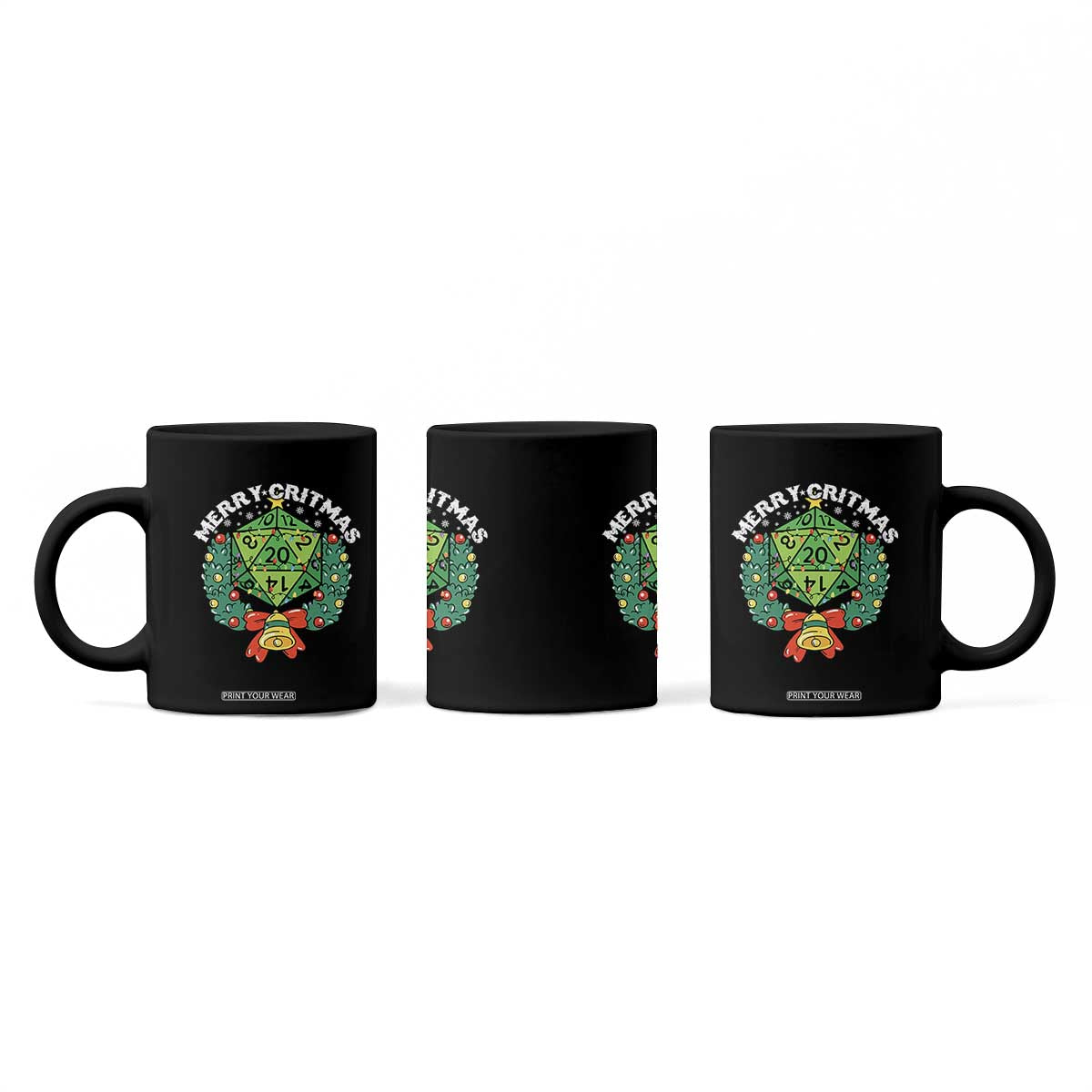Funny Christmas RPG Coffee Mug Merry Critmas D20 RPG Gamer Dice Gaming Xmas TS11 Print Your Wear