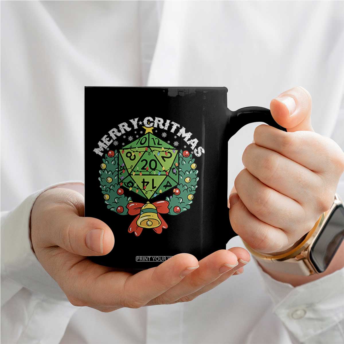 Funny Christmas RPG Coffee Mug Merry Critmas D20 RPG Gamer Dice Gaming Xmas TS11 Print Your Wear