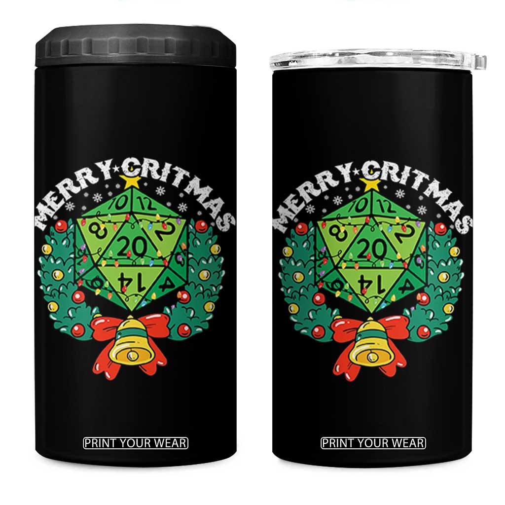 Funny Christmas RPG 4 in 1 Can Cooler Tumbler Merry Critmas D20 RPG Gamer Dice Gaming Xmas TS11 One Size: 16 oz Black Print Your Wear