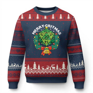 Funny Xmas RPG Ugly Christmas Sweater Merry Critmas D20 RPG Gamer Dice Gaming Xmas TS11 Navy Red Print Your Wear