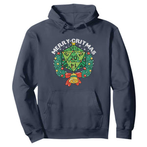 Funny Christmas RPG Hoodie Merry Critmas D20 RPG Gamer Dice Gaming Xmas TS11 Navy Print Your Wear