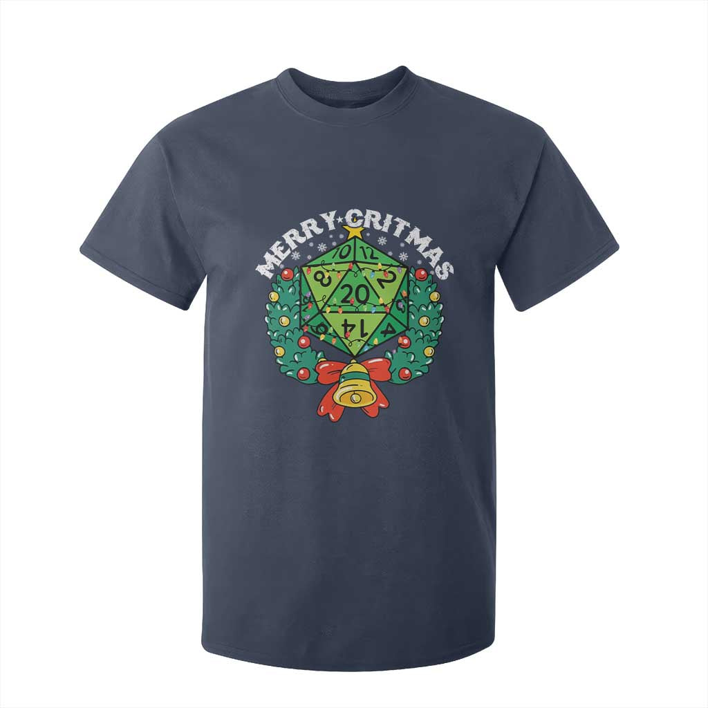 Funny Christmas RPG T Shirt For Kid Merry Critmas D20 RPG Gamer Dice Gaming Xmas TS11 Navy Print Your Wear